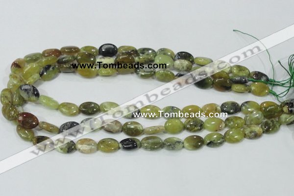 COP562 15.5 inches 10*14mm oval natural yellow & green opal beads