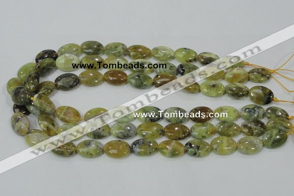 COP563 15.5 inches 13*18mm oval natural yellow & green opal beads