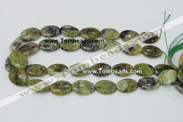 COP564 15.5 inches 18*25mm oval natural yellow & green opal beads