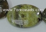 COP565 15.5 inches 30*40mm oval natural yellow & green opal beads