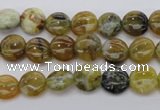 COP566 15.5 inches 8mm flat round natural yellow & green opal beads