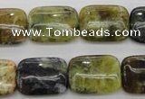 COP569 15.5 inches 15*20mm rectangle natural yellow & green opal beads