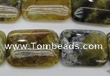 COP570 15.5 inches 18*25mm rectangle natural yellow & green opal beads