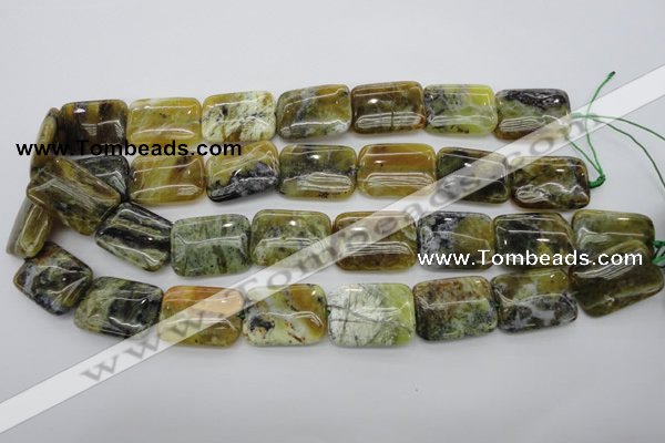 COP570 15.5 inches 18*25mm rectangle natural yellow & green opal beads