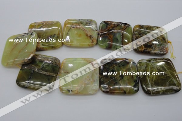 COP585 15.5 inches 45*45mm square natural yellow & green opal beads