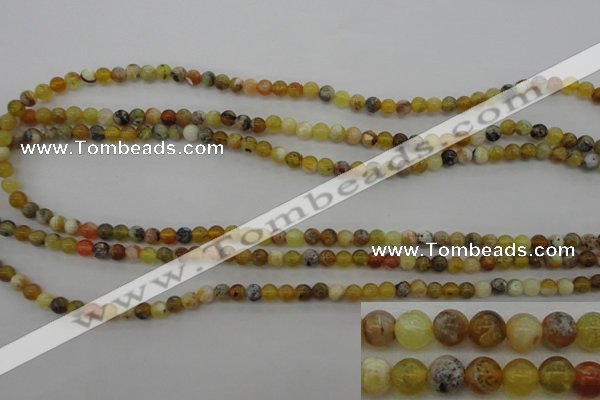 COP586 15.5 inches 4mm round natural yellow & green opal beads