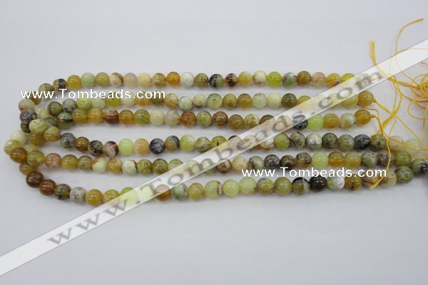 COP588 15.5 inches 8mm round natural yellow & green opal beads