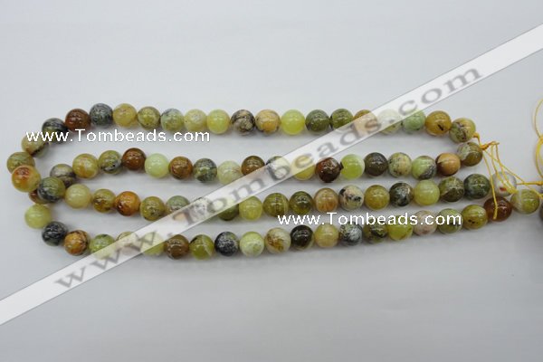 COP589 15.5 inches 10mm round natural yellow & green opal beads