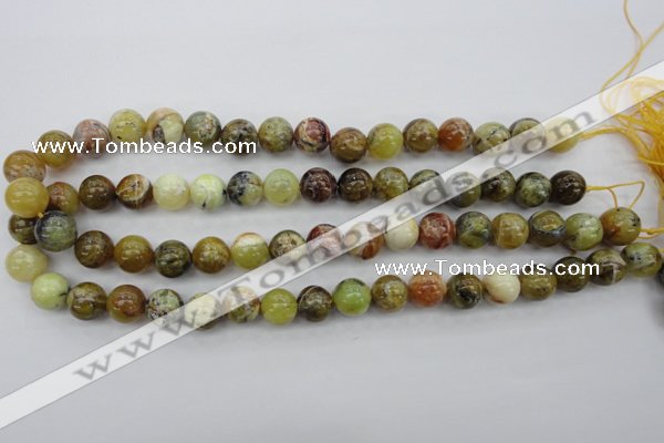 COP590 15.5 inches 12mm round natural yellow & green opal beads