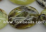 COP593 15.5 inches 25*35mm oval natural yellow & green opal beads