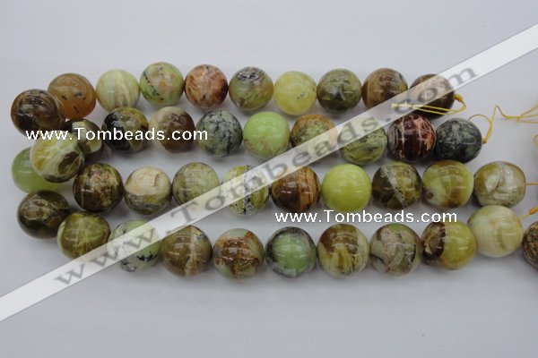 COP594 15.5 inches 20mm round natural yellow & green opal beads
