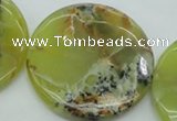 COP598 15.5 inches 45mm flat round natural yellow & green opal beads
