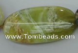 COP599 15.5 inches 25*50mm oval natural yellow & green opal beads