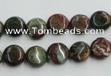 COP602 15.5 inches 10mm flat round green opal gemstone beads