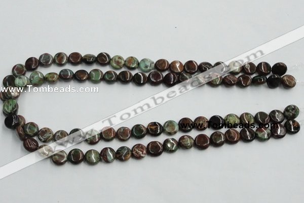 COP602 15.5 inches 10mm flat round green opal gemstone beads