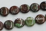 COP603 15.5 inches 12mm flat round green opal gemstone beads