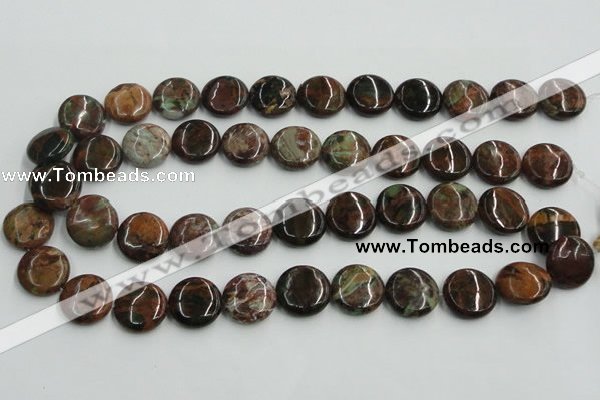 COP605 15.5 inches 18mm flat round green opal gemstone beads