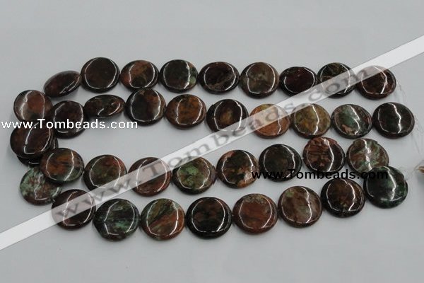 COP606 15.5 inches 20mm flat round green opal gemstone beads