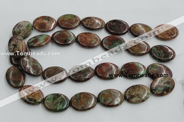 COP609 15.5 inches 22*30mm oval green opal gemstone beads wholesale