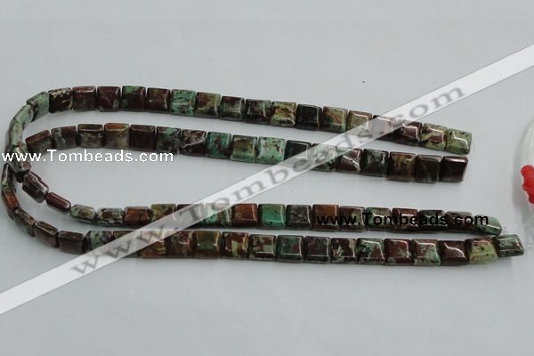 COP613 15.5 inches 10*10mm square double drilled green opal beads