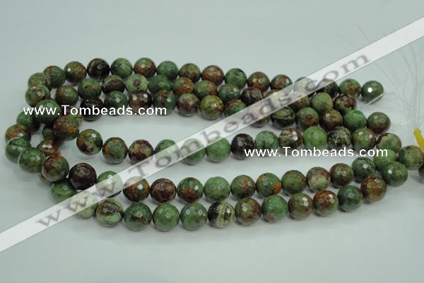 COP663 15.5 inches 10mm faceted round green opal gemstone beads