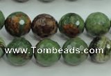 COP665 15.5 inches 14mm faceted round green opal gemstone beads