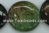 COP684 15.5 inches 35mm flat round green opal gemstone beads