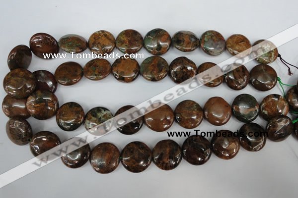 COP755 15.5 inches 20mm flat round green opal gemstone beads