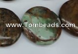 COP756 15.5 inches 25mm flat round green opal gemstone beads