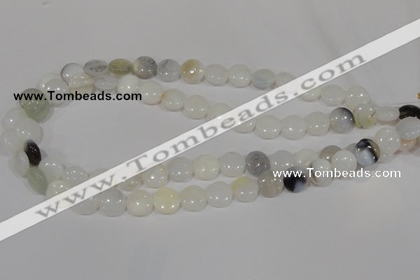 COP904 15.5 inches 12mm flat round natural white opal gemstone beads