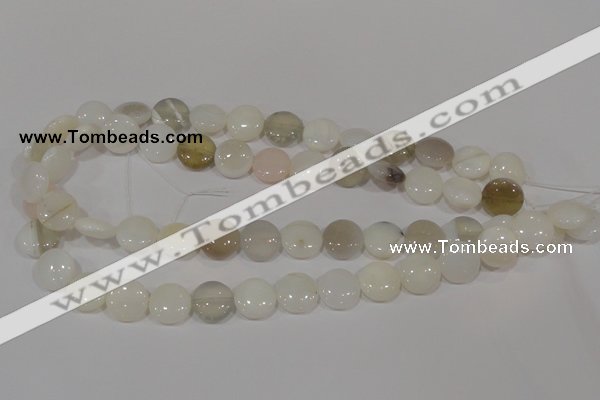 COP905 15.5 inches 14mm flat round natural white opal gemstone beads