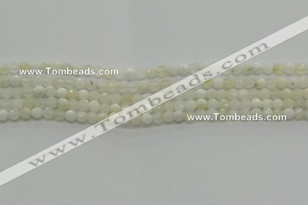 COP930 15.5 inches 4mm faceted round white opal gemstone beads