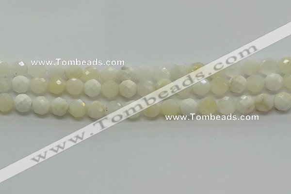COP932 15.5 inches 8mm faceted round white opal gemstone beads