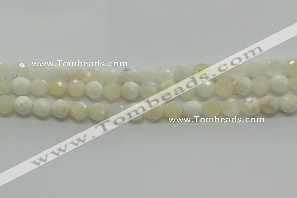 COP932 15.5 inches 8mm faceted round white opal gemstone beads