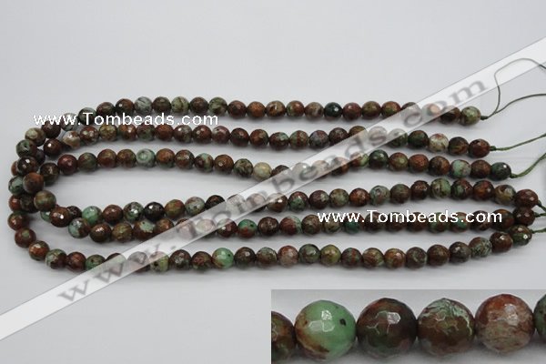 COP962 15.5 inches 8mm faceted round green opal gemstone beads