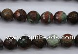 COP964 15.5 inches 12mm faceted round green opal gemstone beads