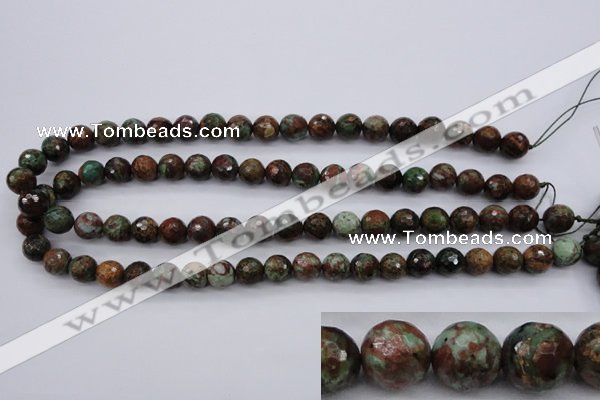 COP964 15.5 inches 12mm faceted round green opal gemstone beads