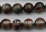 COP989 15.5 inches 14mm round green opal gemstone beads wholesale