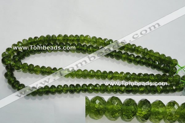 COQ101 15.5 inches 6*10mm faceted rondelle dyed olive quartz beads