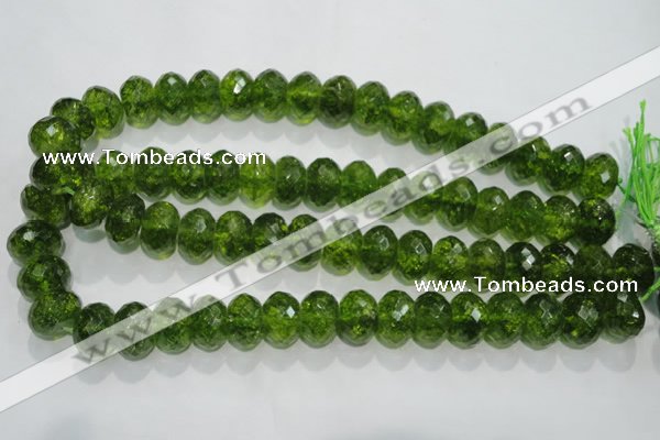 COQ103 15.5 inches 12*16mm faceted rondelle dyed olive quartz beads