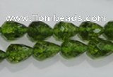 COQ108 15.5 inches 8*12mm faceted teardrop dyed olive quartz beads