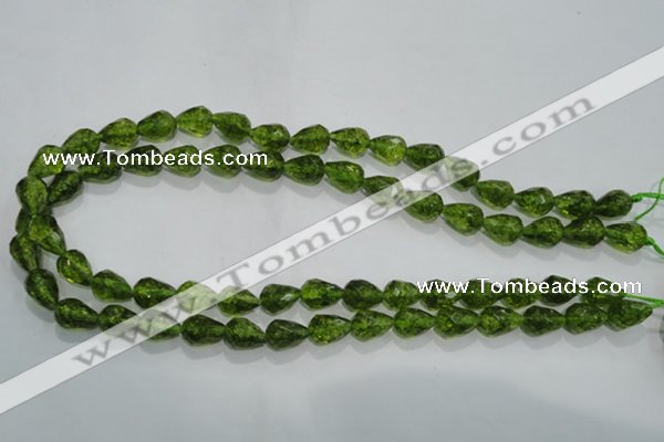 COQ108 15.5 inches 8*12mm faceted teardrop dyed olive quartz beads