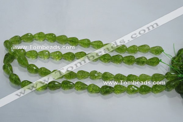 COQ109 15.5 inches 10*14mm faceted teardrop dyed olive quartz beads