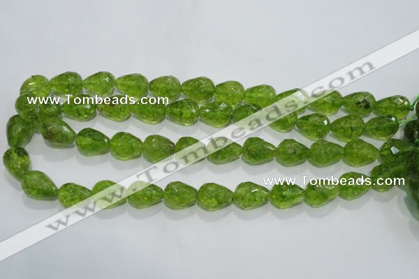 COQ111 15.5 inches 13*18mm faceted teardrop dyed olive quartz beads