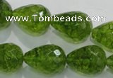 COQ112 15.5 inches 15*20mm faceted teardrop dyed olive quartz beads