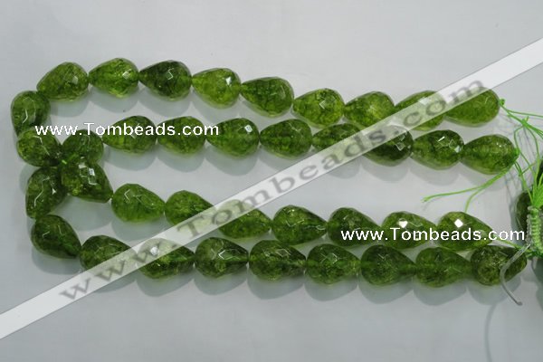 COQ112 15.5 inches 15*20mm faceted teardrop dyed olive quartz beads