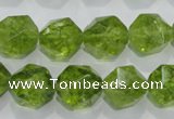 COQ118 15.5 inches 12mm faceted nuggets dyed olive quartz beads