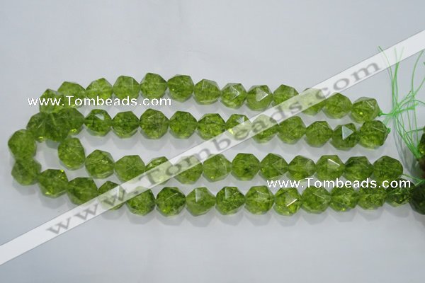 COQ118 15.5 inches 12mm faceted nuggets dyed olive quartz beads