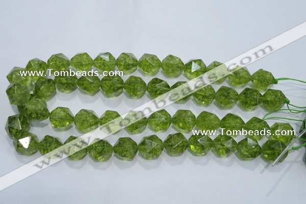 COQ119 15.5 inches 14mm faceted nuggets dyed olive quartz beads