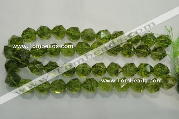 COQ120 15.5 inches 16mm faceted nuggets dyed olive quartz beads